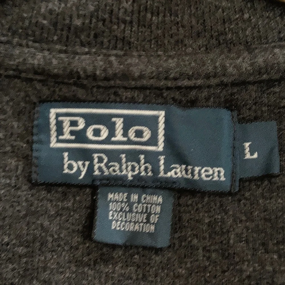 Polo Ralph Lauren Estate Rib sweater mens L 1/4 zip  charcoal gray preppy cotton